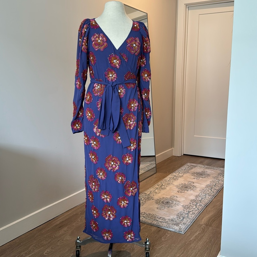 Sequined ASOS Edition wrap gown